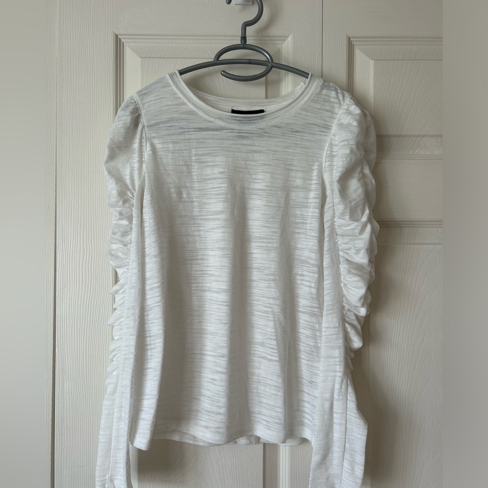 House Of Harlow 1960 White Long Rouched Sleeve Shirt Size Small